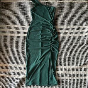Unbranded Size Medium One shoulder Dark Green dress Fitted stretchy